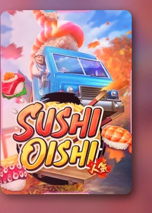ปกเกมสล็อต Sushi Oishi ลายซูชิญี่ปุ่นจานสวย เล่นได้ที่ 688PG